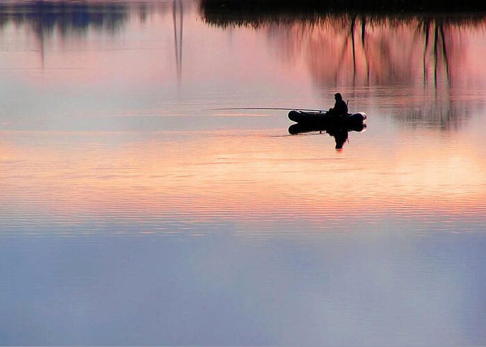 Scenics Greeting Card featuring the photograph Sunset Fishing by Cimmerian
