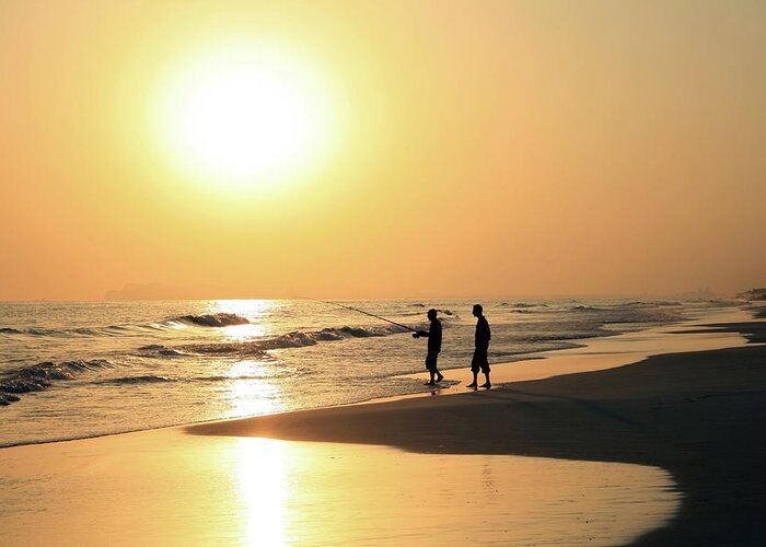 Dawn Greeting Card featuring the photograph Sunset Fishing, Salalah, Oman by Blue64
