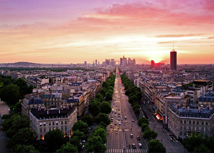 Moving Up Greeting Card featuring the photograph Sunset In Paris by Pink Pixel Photography