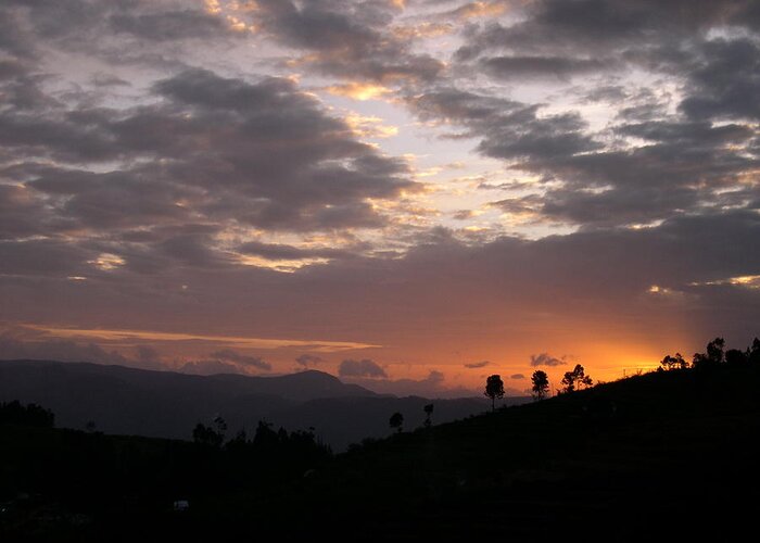 Scenics Greeting Card featuring the photograph Sunset, Kodaikanal by Jaybee