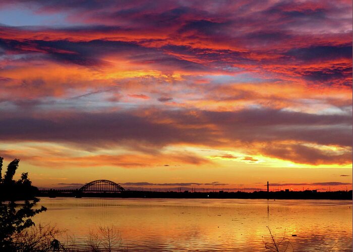 Sunsets Greeting Card featuring the photograph Sunset on the Delaware No. Two by Linda Stern