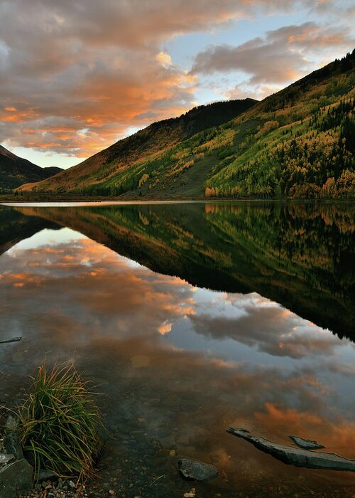 Colorado Greeting Card featuring the photograph Sunset over Red Mountain Pass Reflected in Crystal Lake by Ray Mathis