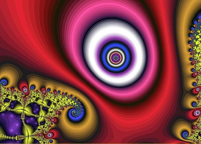 Fractal Greeting Card featuring the digital art Super Hurricane Eye Red by Don Northup