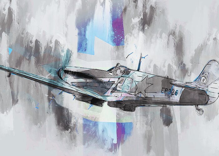 Spitfire Greeting Card featuring the painting Supermarine Spitfire - 37 by AM FineArtPrints