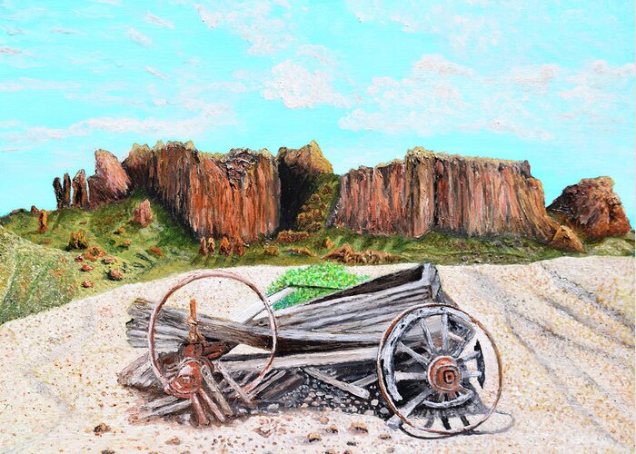 Landscape Greeting Card featuring the painting Superstition Mountain by Toni Willey