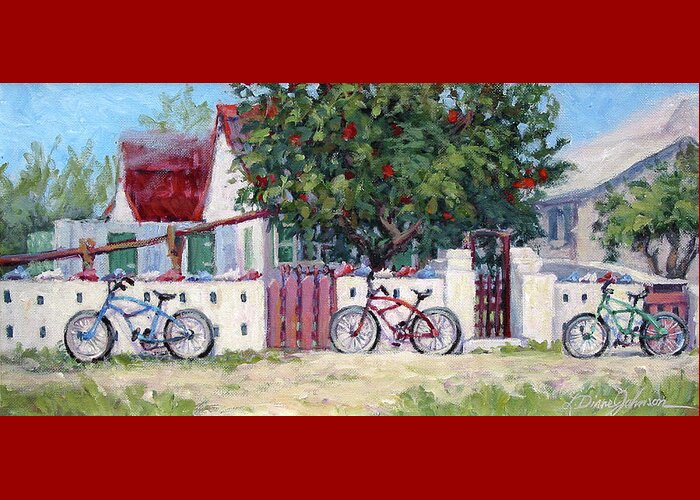 Bicycle Greeting Card featuring the painting Suppertime by L Diane Johnson