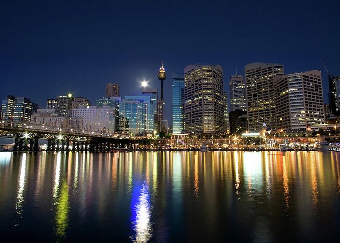 Scenics Greeting Card featuring the photograph Sydney Darling Harbour Twilight by Matejay
