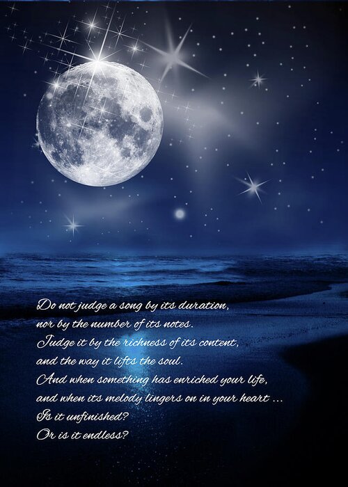 Sympathy Greeting Card featuring the digital art Sympathy Moonlit Beach Endless Song by Doreen Erhardt