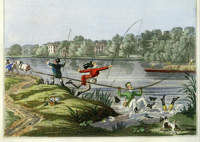 Fishing Greeting Card featuring the mixed media Taking a Fly by unsigned attributed to Edward Barnard