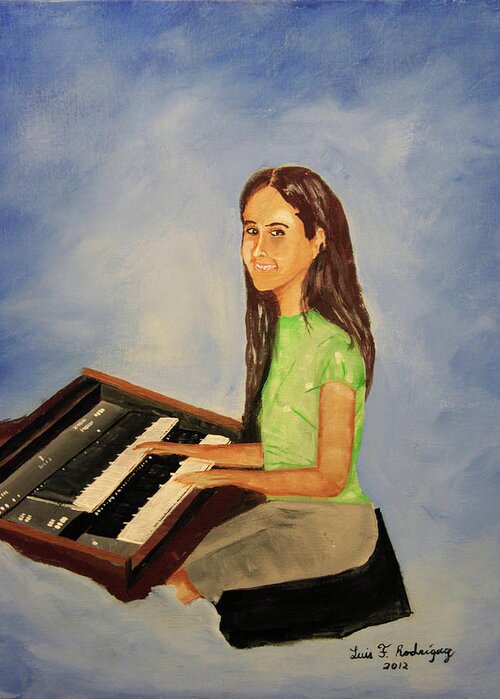 Organ Greeting Card featuring the painting Talented Youth by Luis F Rodriguez