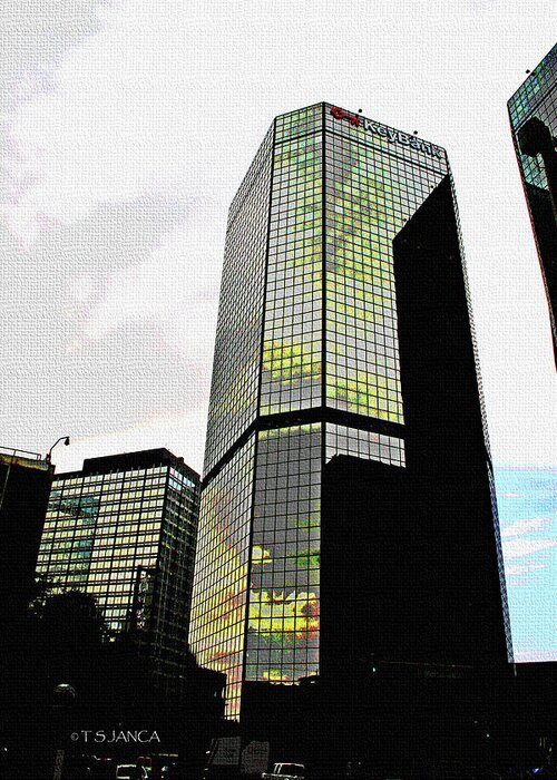 Tall Building Lots Of Windows Greeting Card featuring the digital art Tall Building Lots Of Windows by Tom Janca