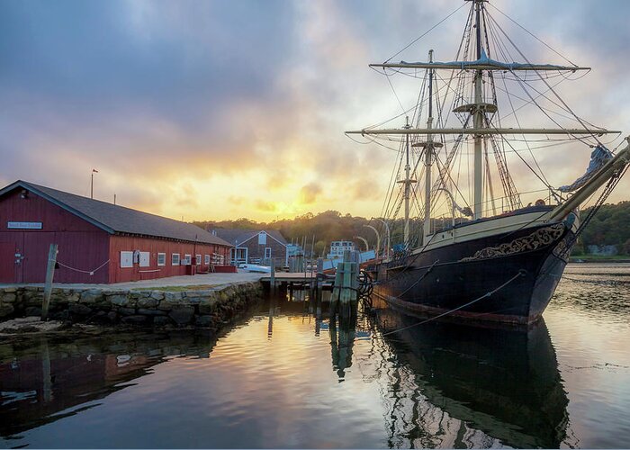 Tall Ship Greeting Card featuring the photograph Tall Ship in Mystic Seaport by Cliff Wassmann