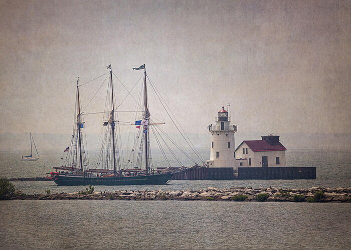 Tall Ships Greeting Card featuring the photograph Tall Ship In The Mist by Dale Kincaid