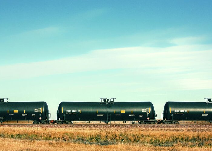Oil Greeting Card featuring the photograph Tank Car Row by Todd Klassy
