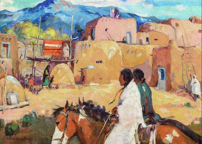 Laverne Nelson Black Greeting Card featuring the painting Taos by LaVerne Nelson Black