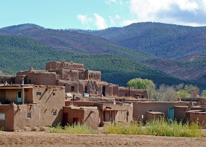Taos Greeting Card featuring the photograph Taos Pueblo - New Mexico by Richard Krebs