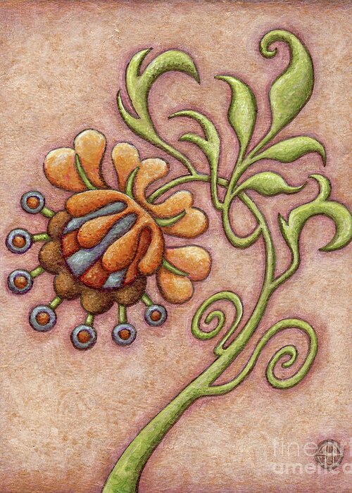 Floral Greeting Card featuring the painting Tapestry Flower 10 by Amy E Fraser