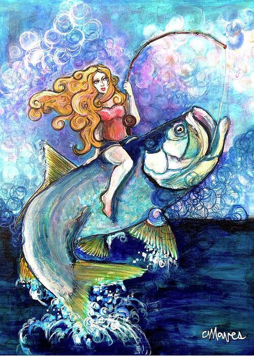 Girl Greeting Card featuring the painting Tarpon Rodeo 2019 by Laurie Maves ART