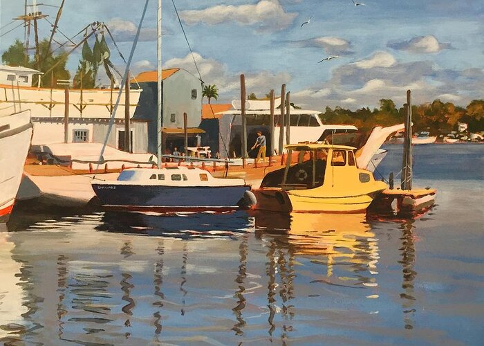 Florida Greeting Card featuring the painting Tarpon Springs Harbour by David Gilmore