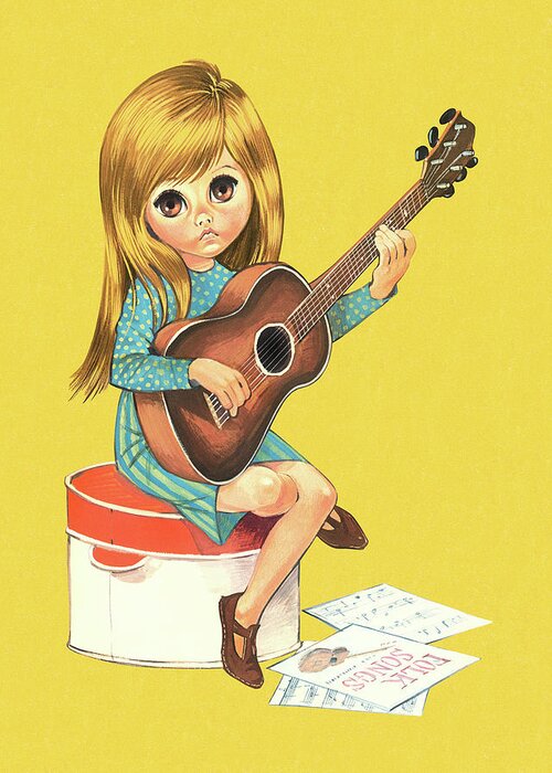 Adolescence Greeting Card featuring the drawing Teenager Playing a Guitar by CSA Images