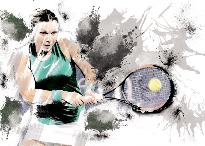 Halep Greeting Card featuring the mixed media Tennis Anyone? by Ed Taylor