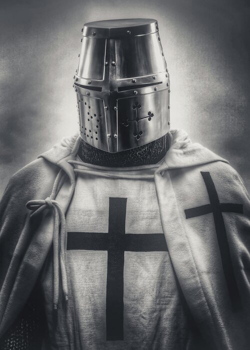 Teutonic Knight black and white Greeting Card by Hans Zimmer