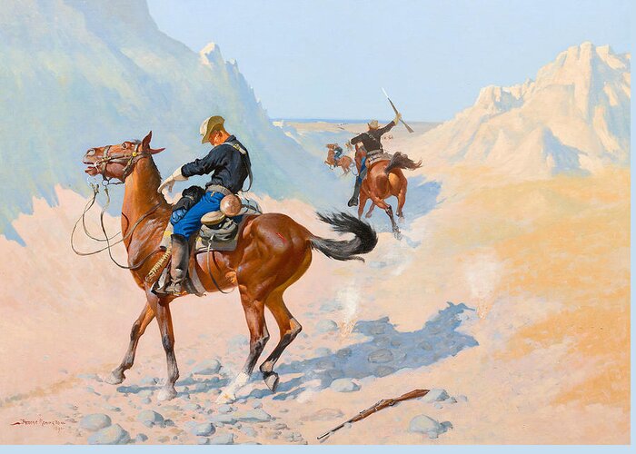 19th Century Art Greeting Card featuring the painting The Advance-Guard, or The Military Sacrifice by Frederic Remington
