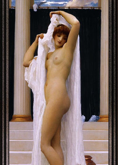 The Bath Of Psyche Greeting Card featuring the painting The Bath of Psyche by Frederic Leighton by Rolando Burbon