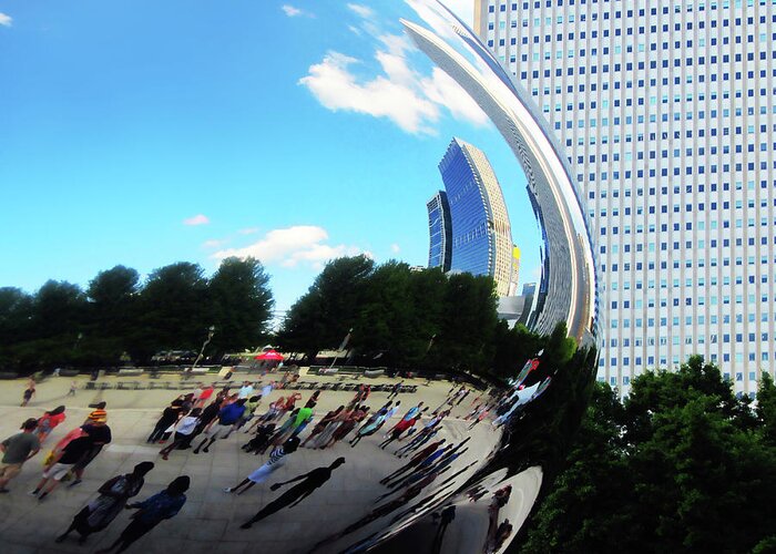 Cloud Gate Greeting Card featuring the photograph The Bean in Chicago by Marilyn Hunt