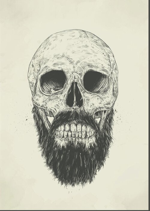 Skull Greeting Card featuring the drawing The beard is not dead by Balazs Solti