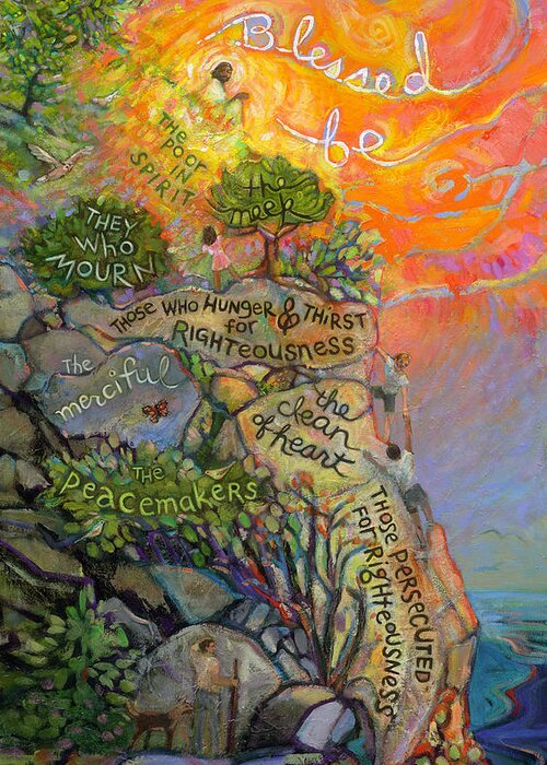 Jen Norton Greeting Card featuring the painting The Beatitudes by Jen Norton