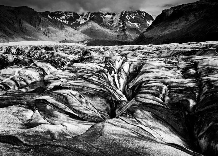 Black Greeting Card featuring the photograph The Black Glacier by George Digalakis