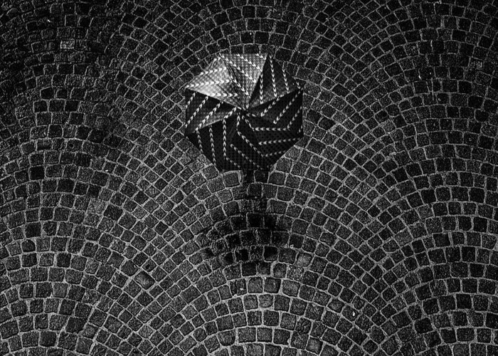 Umbrella Greeting Card featuring the photograph The Black Umbrella by Massimo Della Latta