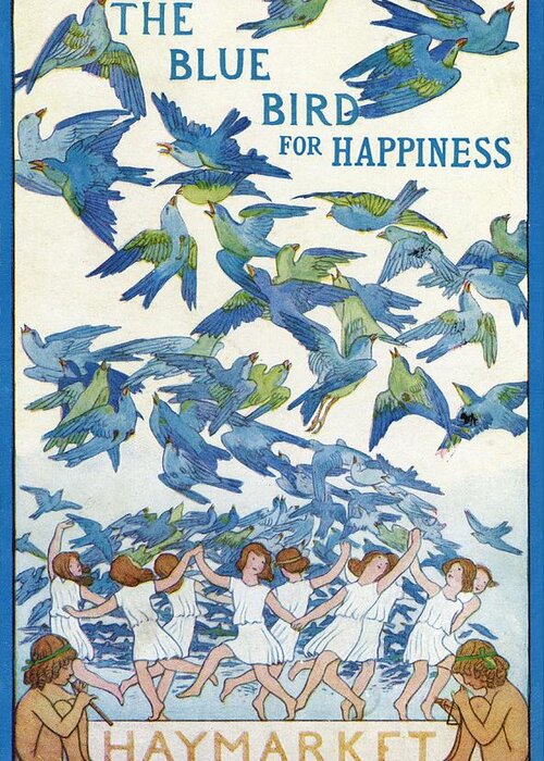 Actors Greeting Card featuring the drawing The Blue Bird For Happiness by Frederick Cayley Robinson