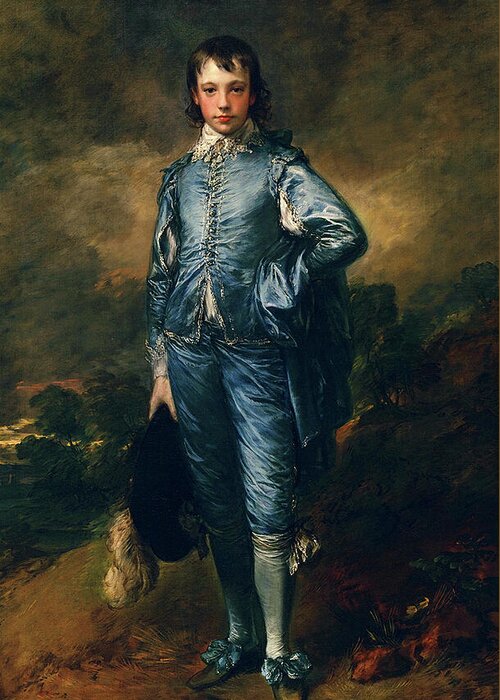 The Blue Boy Greeting Card featuring the painting The Blue Boy by Thomas Gainsborough by Rolando Burbon