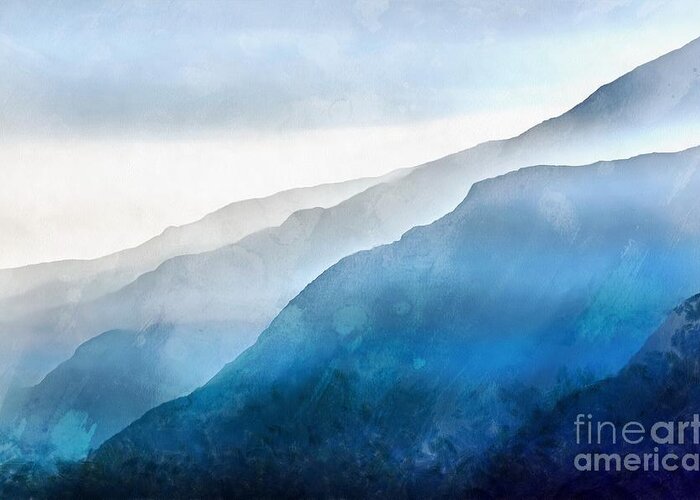 Blue Ridge Greeting Card featuring the digital art The Blue Ridge Mountain 1 Painting by Edward Fielding