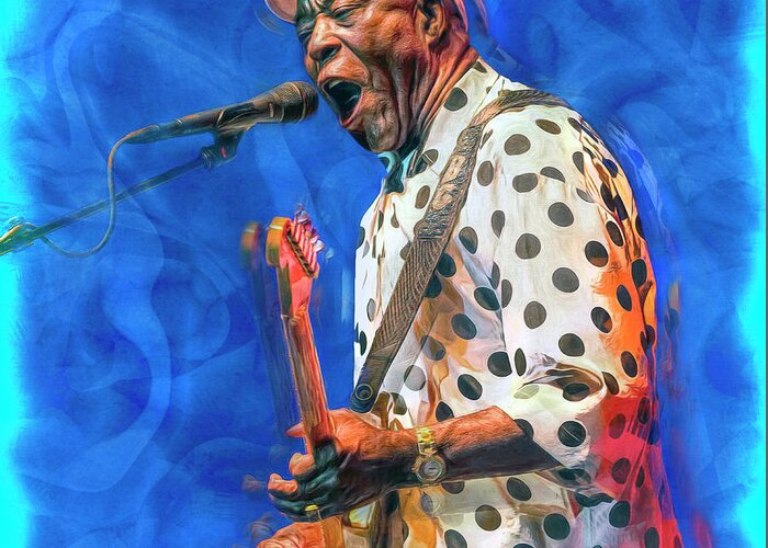  Buddy Guy Greeting Card featuring the mixed media The Blues is Alive and Well by Mal Bray