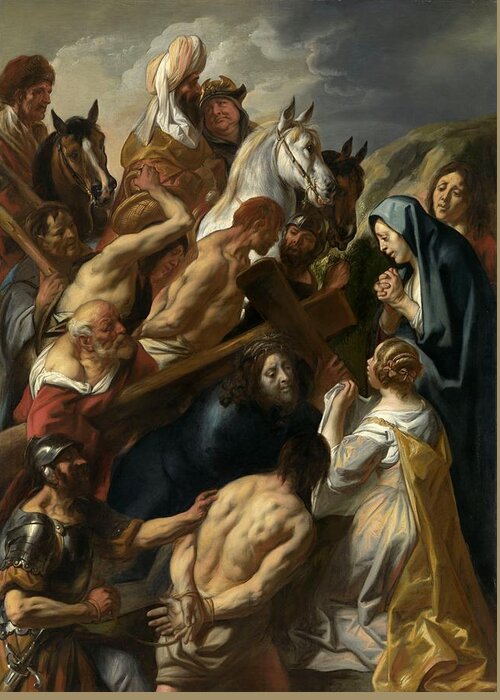 Jacob Jordaens Greeting Card featuring the painting The Carrying of the Cross, 1657 by Vincent Monozlay