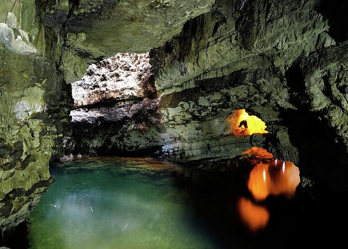 Cave Of Smoo Greeting Card featuring the photograph The Cave of Smoo by Nicholas Blackwell