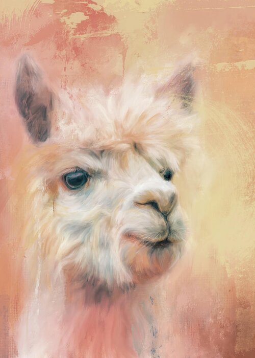 Colorful Greeting Card featuring the painting The Charismatic Alpaca by Jai Johnson