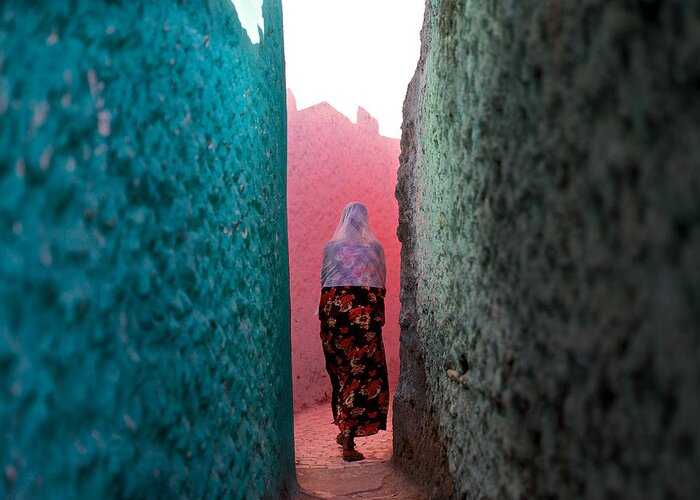 Woman Greeting Card featuring the photograph The Colours Of Harar by Trevor Cole