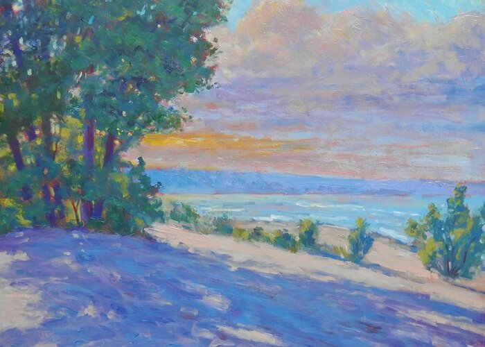 Beach Greeting Card featuring the painting The Cool of Evening by Michael Camp