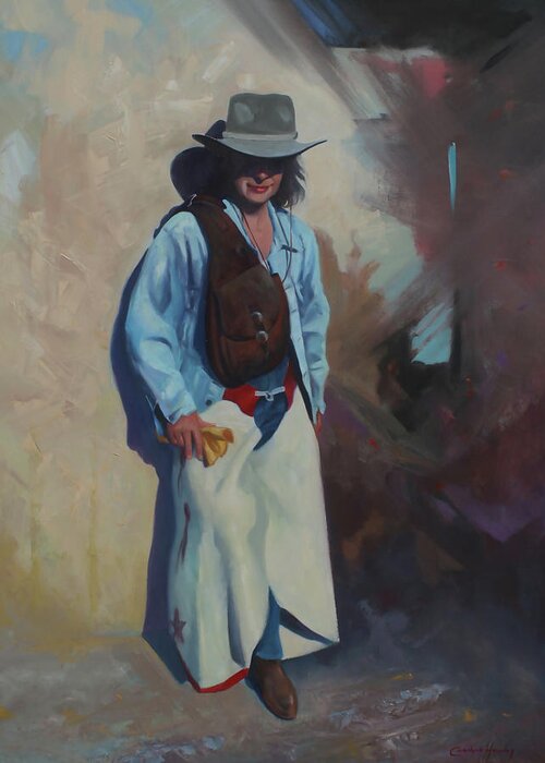 Firurative Art Greeting Card featuring the painting The Cowgirl by Carolyne Hawley