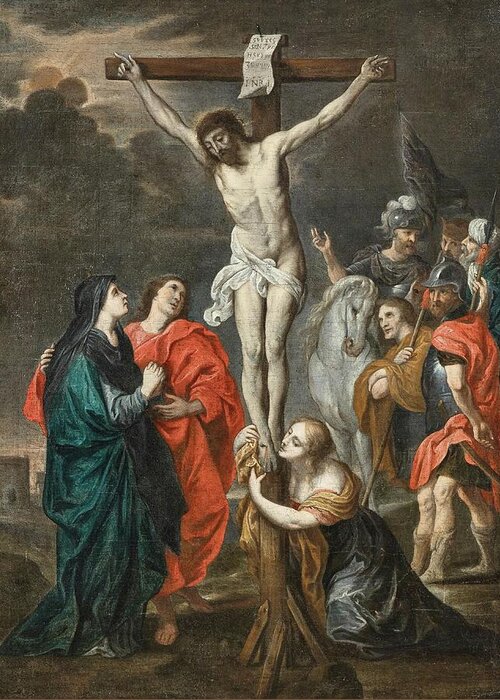 Baroque Greeting Card featuring the painting The Crucifixion by Follower Of Peter Paul Rubens