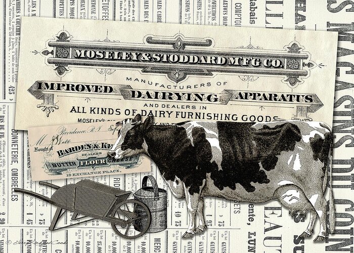  Greeting Card featuring the digital art The Dairy Cow by Terry Kirkland Cook