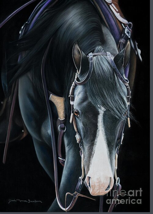 Black Horse Greeting Card featuring the pastel The Dance by Joni Beinborn