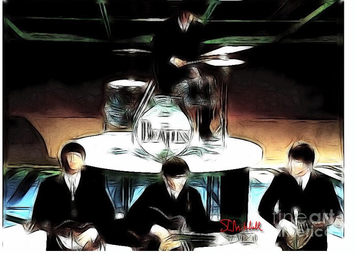 Beatles Greeting Card featuring the digital art The Fab Four by Stephen Mitchell