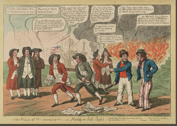 War Of 1812 Greeting Card featuring the painting The fall of Washington by S.W. Fores