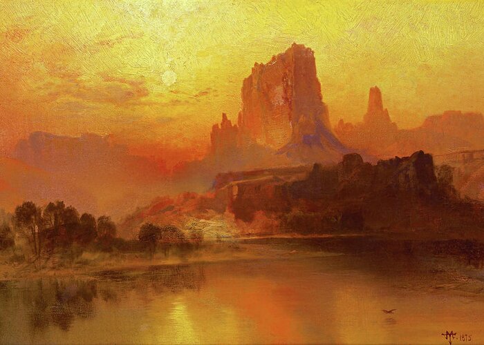 Thomas Moran Greeting Card featuring the painting The Golden Hour - Digital Remastered Edition by Thomas Moran