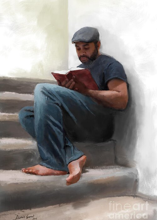 Reading Greeting Card featuring the digital art The Good Book by Dwayne Glapion